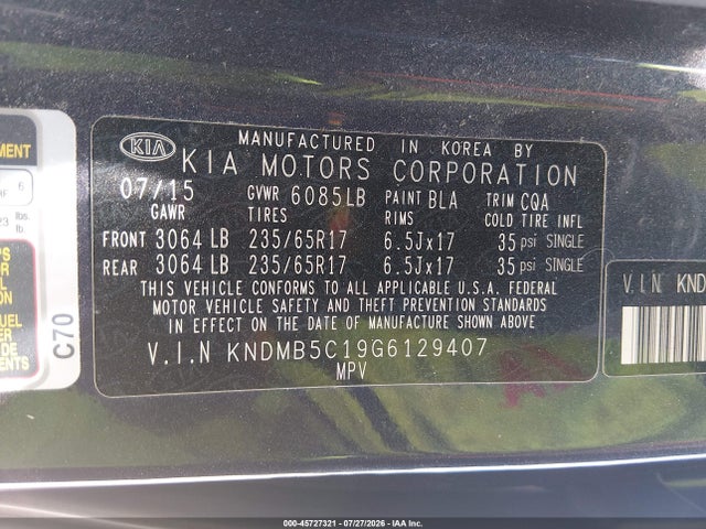 Продаж на аукціоні авто 2016 Kia Sedona Lx, vin: KNDMB5C19G6129407, номер лоту: 45727321