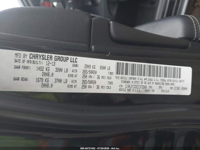 2014 Jeep Grand Cherokee Overland მანქანა იყიდება აუქციონზე, vin: 1C4RJFCG5EC373508, აუქციონის ნომერი: 45727402