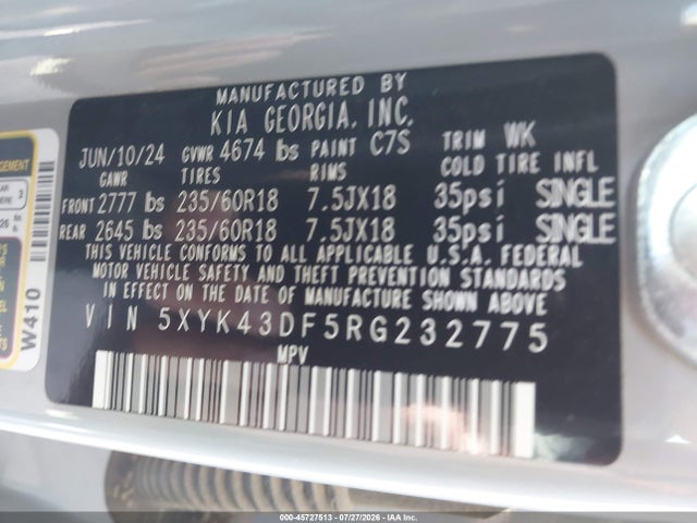 Продажа на аукционе авто 2024 Kia Sportage Sx, vin: 5XYK43DF5RG232775, номер лота: 45727513