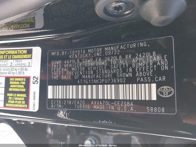 Toyota CAMRY SE 2023 4T1G11AK3PU736902 Image 9