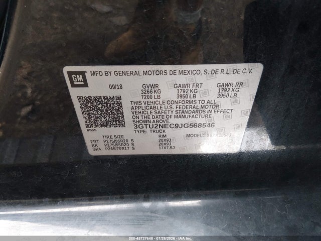 Продаж на аукціоні авто 2018 Gmc Sierra 1500 Slt, vin: 3GTU2NEC9JG568546, номер лоту: 45727648