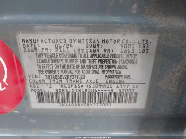 45727676 :رقم المزاد ، 3N1AB8DV2RY377020 vin ، 2024 Nissan Sentra Sr Xtronic Cvt مزاد بيع