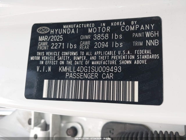 KMHLL4DG1SU009493 Hyundai ELANTRA SE