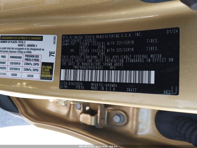 Продаж на аукціоні авто 2024 Toyota Corolla Cross Hybrid Xse, vin: 7MUFBABG2RV024403, номер лоту: 45727781