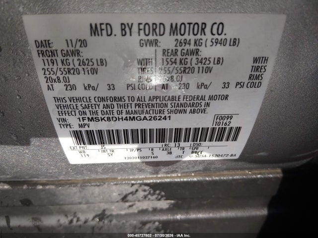 Ford EXPLORER XLT 2021 1FMSK8DH4MGA26241 Image 9