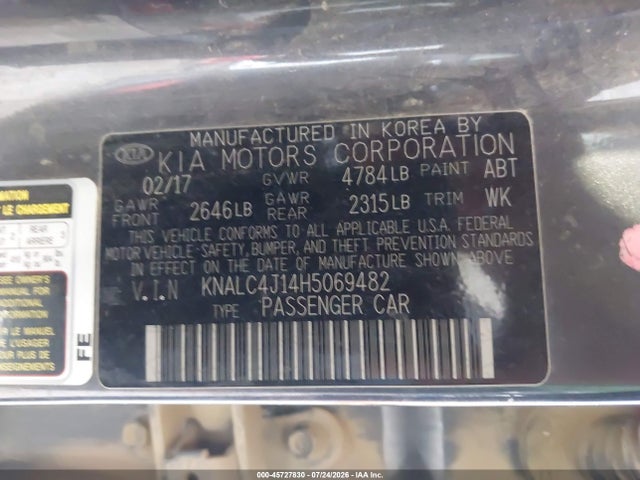Aukcja sprzedaży 2017 Kia Cadenza Limited, vin: KNALC4J14H5069482, numer aukcji: 45727830