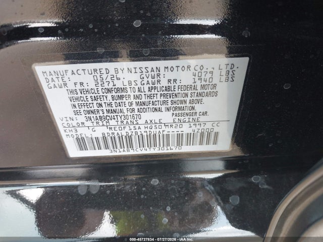 3N1AB9CV4TY301670 Nissan SENTRA SV
