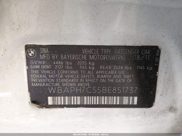 Продаж на аукціоні авто 2011 Bmw 328i, vin: WBAPH7C55BE851737, номер лоту: 45727852