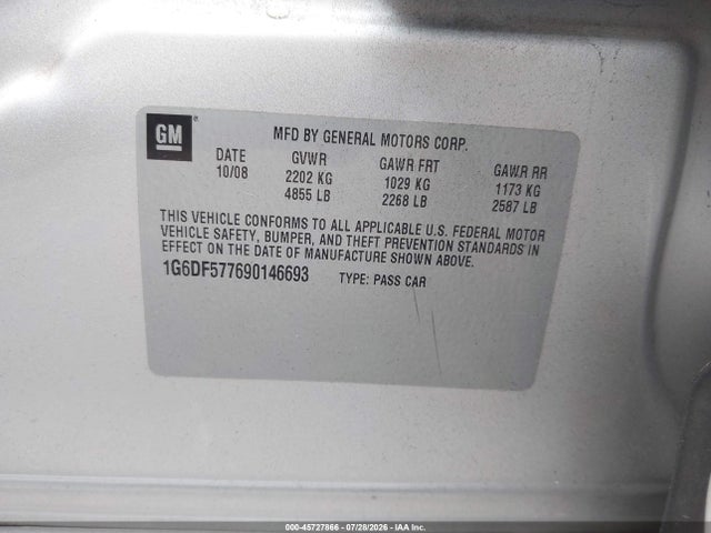 Продаж на аукціоні авто 2009 Cadillac Cts Rwd W/1sa, vin: 1G6DF577690146693, номер лоту: 45727866