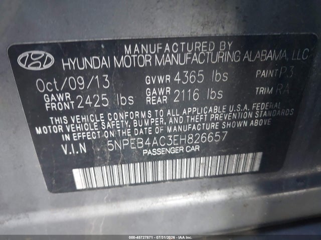 Hyundai SONATA GLS 2014 5NPEB4AC3EH826657 Image 9
