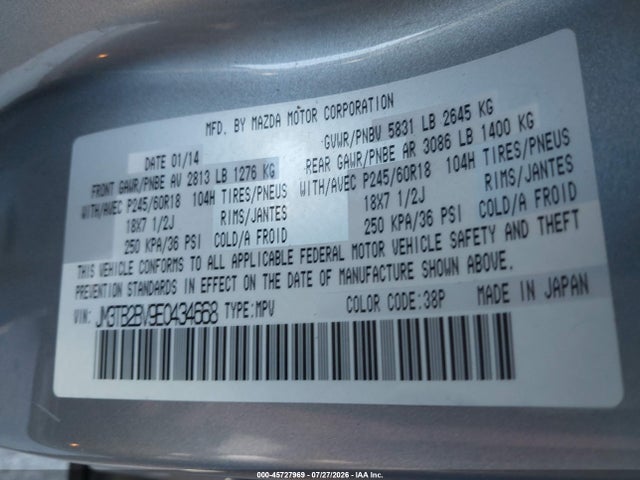 Mazda CX-9 SPORT 2014 JM3TB2BV9E0434668 Image 9