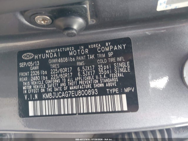45727976 :رقم المزاد ، KM8JUCAG7EU800893 vin ، 2014 Hyundai Tucson Se مزاد بيع