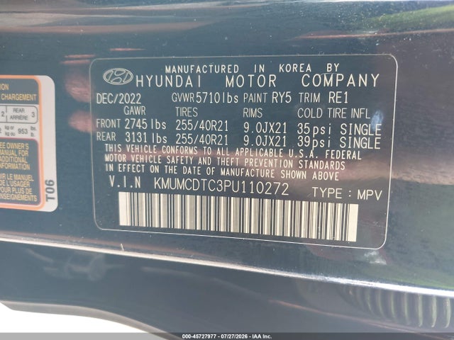 45727977 :رقم المزاد ، KMUMCDTC3PU110272 vin ، 2023 Genesis Gv70 3.5t Awd Sport مزاد بيع