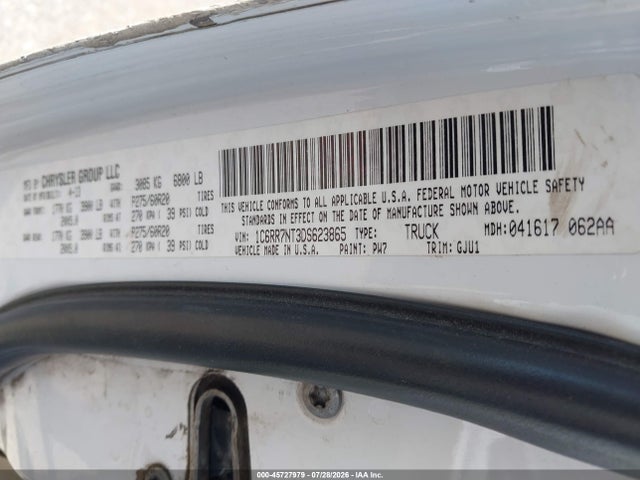 45727979 :رقم المزاد ، 1C6RR7NT3DS623865 vin ، 2013 Ram 1500 Laramie مزاد بيع
