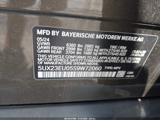 Aukcja sprzedaży 2025 Bmw X5 Xdrive40i, vin: 5UX23EU05S9W72060, numer aukcji: 45727998