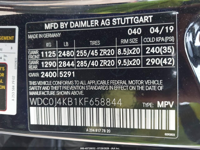 Aukcja sprzedaży 2019 Mercedes-benz Glc 300 Coupe 4matic, vin: WDC0J4KB1KF658844, numer aukcji: 45728032