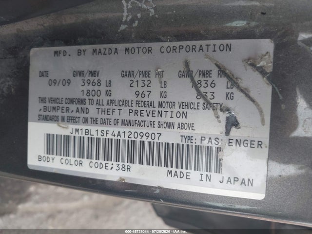 Aukcja sprzedaży 2010 Mazda Mazda3 I Touring, vin: JM1BL1SF4A1209907, numer aukcji: 45728044