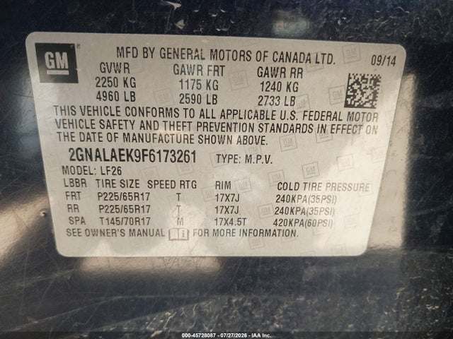 2GNALAEK9F6173261 Chevrolet EQUINOX LS