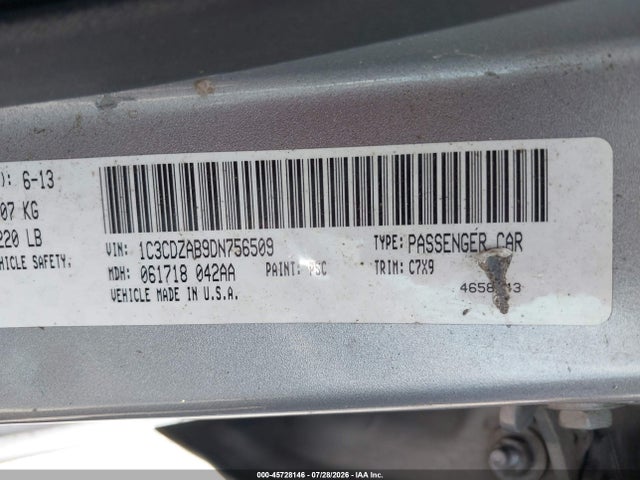 Продажа на аукционе авто 2013 Dodge Avenger Se, vin: 1C3CDZAB9DN756509, номер лота: 45728146