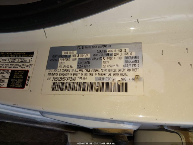 Продаж на аукціоні авто 2012 Mazda Cx-7 I Sport, vin: JM3ER2BM8C0413948, номер лоту: 45728153