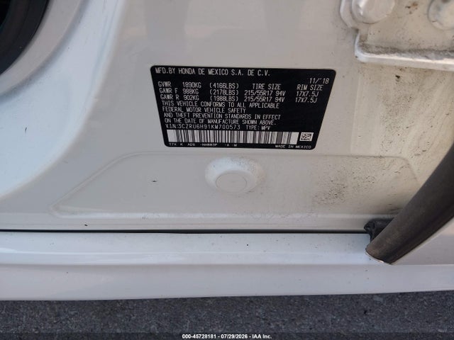Aukcja sprzedaży 2019 Honda Hr-v Touring, vin: 3CZRU6H91KM700573, numer aukcji: 45728181