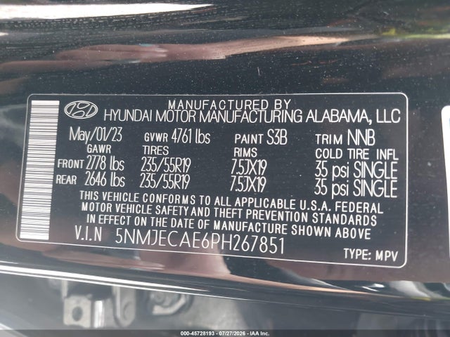 Продаж на аукціоні авто 2023 Hyundai Tucson Limited, vin: 5NMJECAE6PH267851, номер лоту: 45728193
