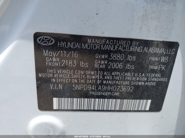 Hyundai Elantra Eco 2017 5NPD94LA9HH073692 Image 9
