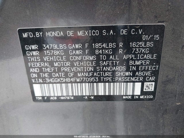 3HGGK5H84FM770953 Honda Fit Ex/ex-l