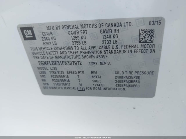 Chevrolet Equinox Ltz 2015 2GNFLDE31F6307972 Image 9