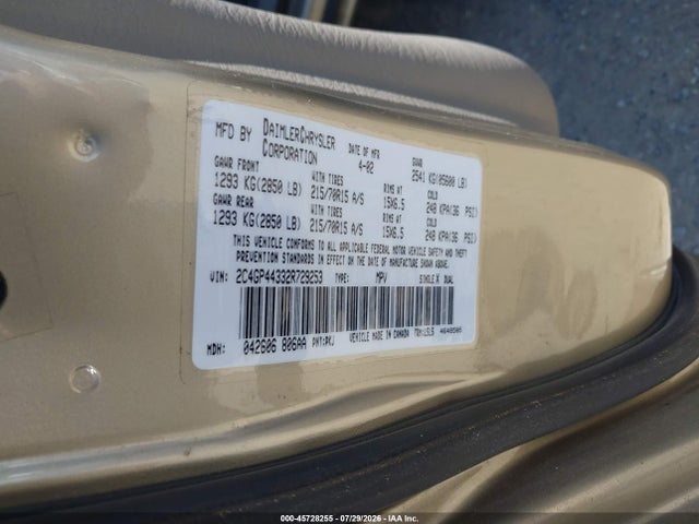 Продаж на аукціоні авто 2002 Chrysler Town & Country Lx, vin: 2C4GP44332R729253, номер лоту: 45728255