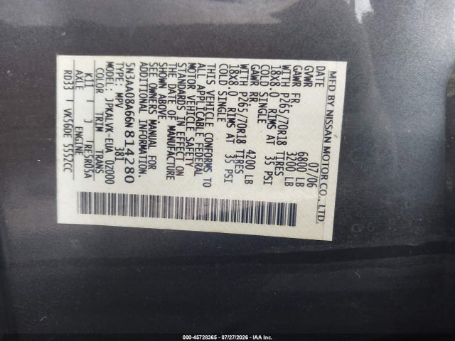 Продаж на аукціоні авто 2006 Infiniti Qx56, vin: 5N3AA08A66N814280, номер лоту: 45728365