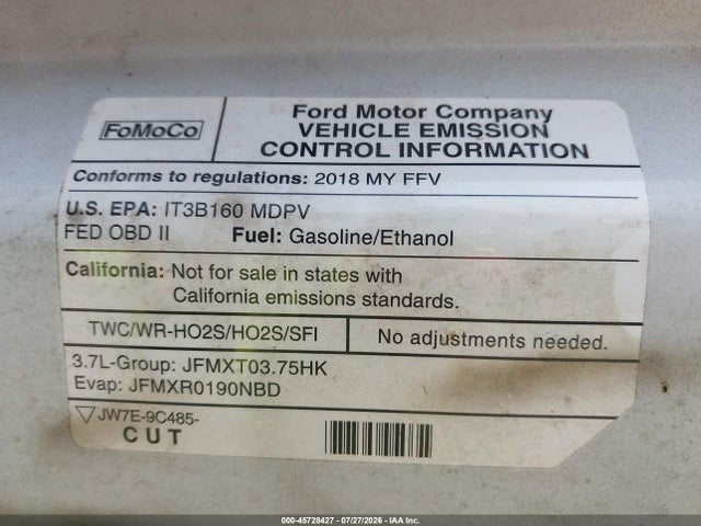 45728427 :رقم المزاد ، 1FMZK1ZM5JKB42620 vin ، 2018 Ford Transit-150 Xl مزاد بيع