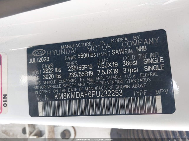 Aukcja sprzedaży 2023 Hyundai Ioniq 5 Se, vin: KM8KMDAF6PU232253, numer aukcji: 45728441