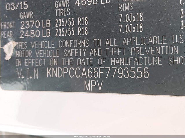 Продаж на аукціоні авто 2015 Kia Sportage Sx, vin: KNDPCCA66F7793556, номер лоту: 45728452