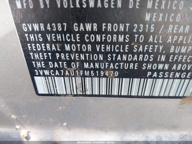 2015 Volkswagen Golf Sportwagen Tdi S 4-door მანქანა იყიდება აუქციონზე, vin: 3VWCA7AU1FM519470, აუქციონის ნომერი: 45728476