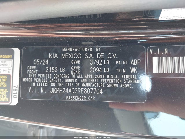 KIA Forte Lxs 2024 3KPF24AD2RE807704 Image 9