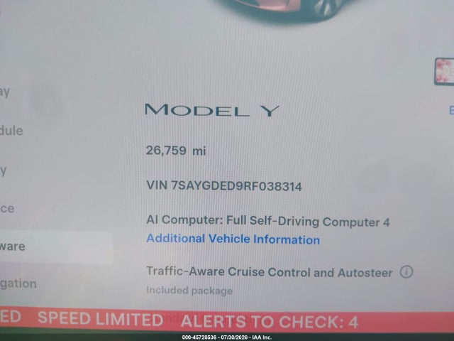 Продажа на аукционе авто 2024 Tesla Model Y Long Range Single Motor Rear-wheel Drive/rwd, vin: 7SAYGDED9RF038314, номер лота: 45728536