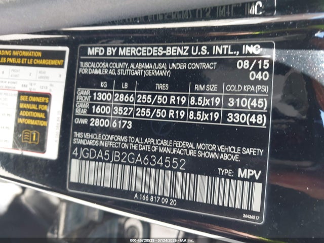 Mercedes-Benz GLE 350 2016 4JGDA5JB2GA634552 Image 9