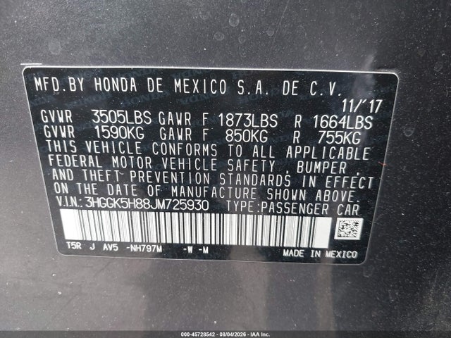 Honda FIT EX 2018 3HGGK5H88JM725930 Image 9