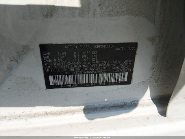 2023 Subaru Impreza Premium 5-door მანქანა იყიდება აუქციონზე, vin: 4S3GTAD65P3709221, აუქციონის ნომერი: 45728569