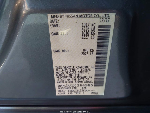1N4AL3AP1JC164985 Nissan Altima 2.5 Sv