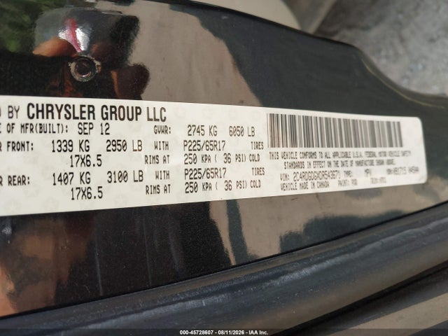 2013 Dodge Grand Caravan Crew მანქანა იყიდება აუქციონზე, vin: 2C4RDGDGXDR543671, აუქციონის ნომერი: 45728607