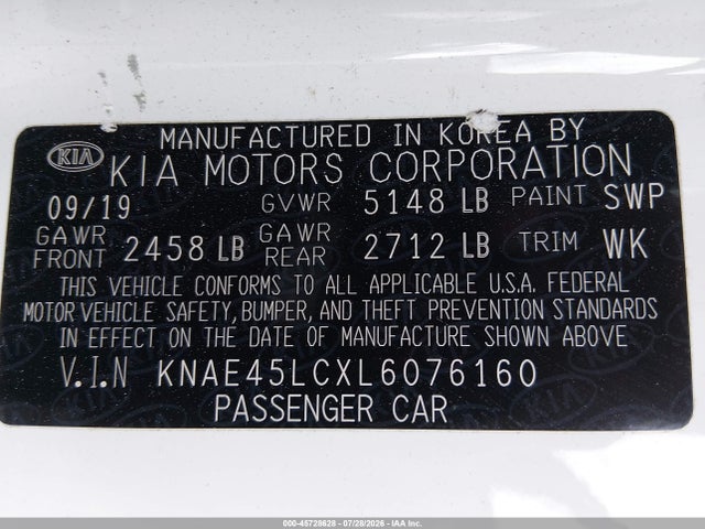 Aukcja sprzedaży 2020 Kia Stinger Gt1, vin: KNAE45LCXL6076160, numer aukcji: 45728628