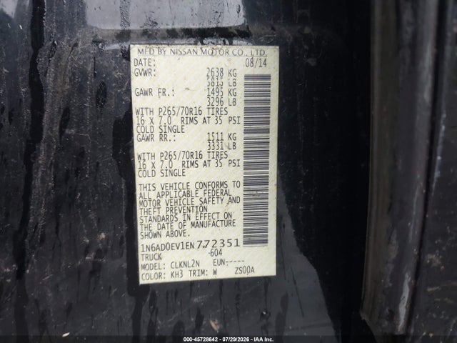 Nissan Frontier Sv 2014 1N6AD0EV1EN772351 Image 9