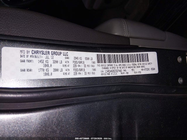 2013 Dodge Durango Sxt მანქანა იყიდება აუქციონზე, vin: 1C4RDHAG9DC527402, აუქციონის ნომერი: 45728666