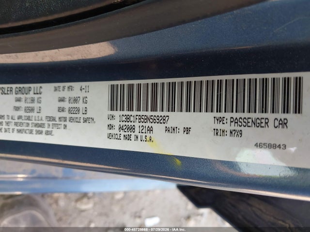 45728668 :رقم المزاد ، 1C3BC1FB5BN569287 vin ، 2011 Chrysler 200 Touring مزاد بيع