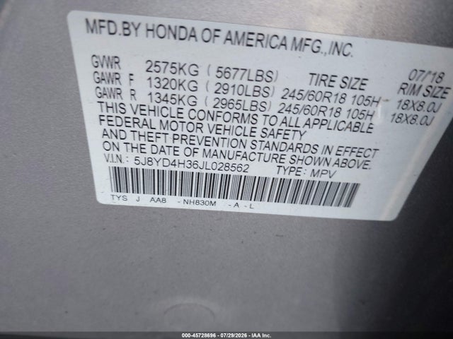 Acura MDX 2018 5J8YD4H36JL028562 Image 9