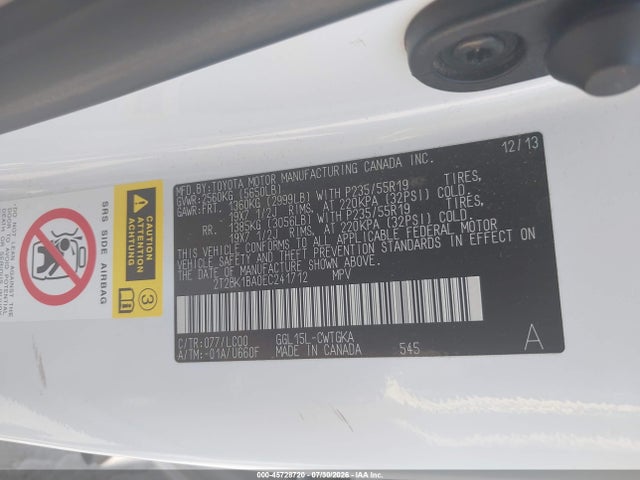 Продажа на аукционе авто 2014 Lexus Rx 350, vin: 2T2BK1BA0EC241712, номер лота: 45728720