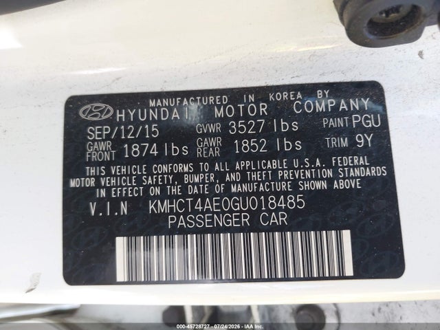 Hyundai ACCENT SE 2016 KMHCT4AE0GU018485 Image 9