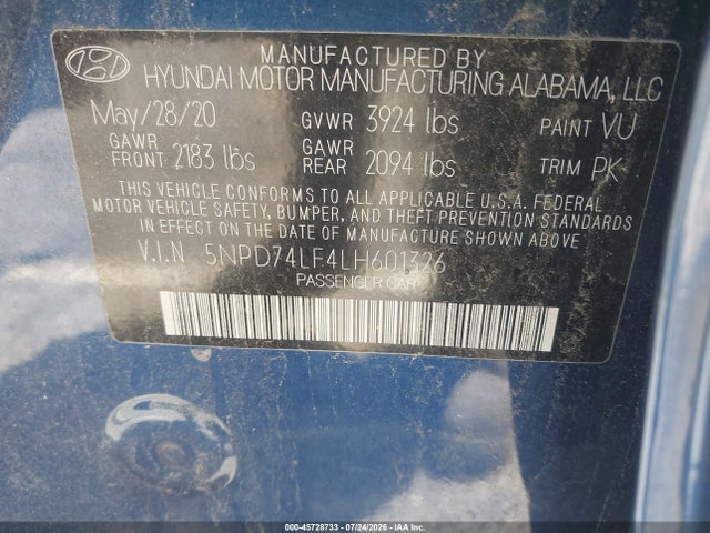 Hyundai ELANTRA SE 2020 5NPD74LF4LH601326 Image 9